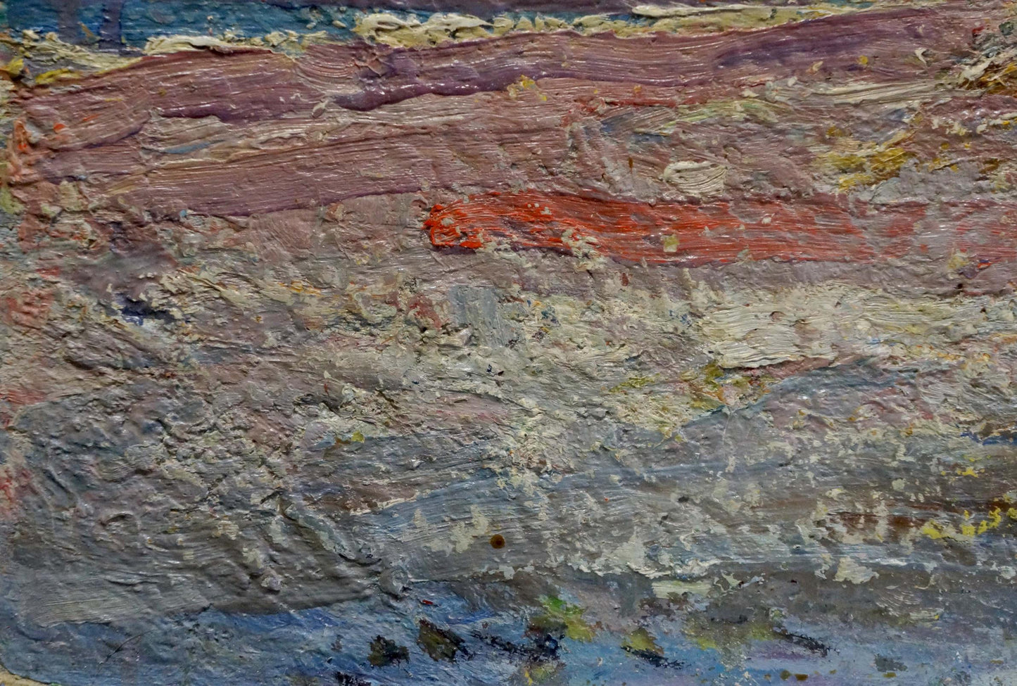 Oil painting Sea by Khodchenko Lev Pavlovich with textured purple red gray strokes