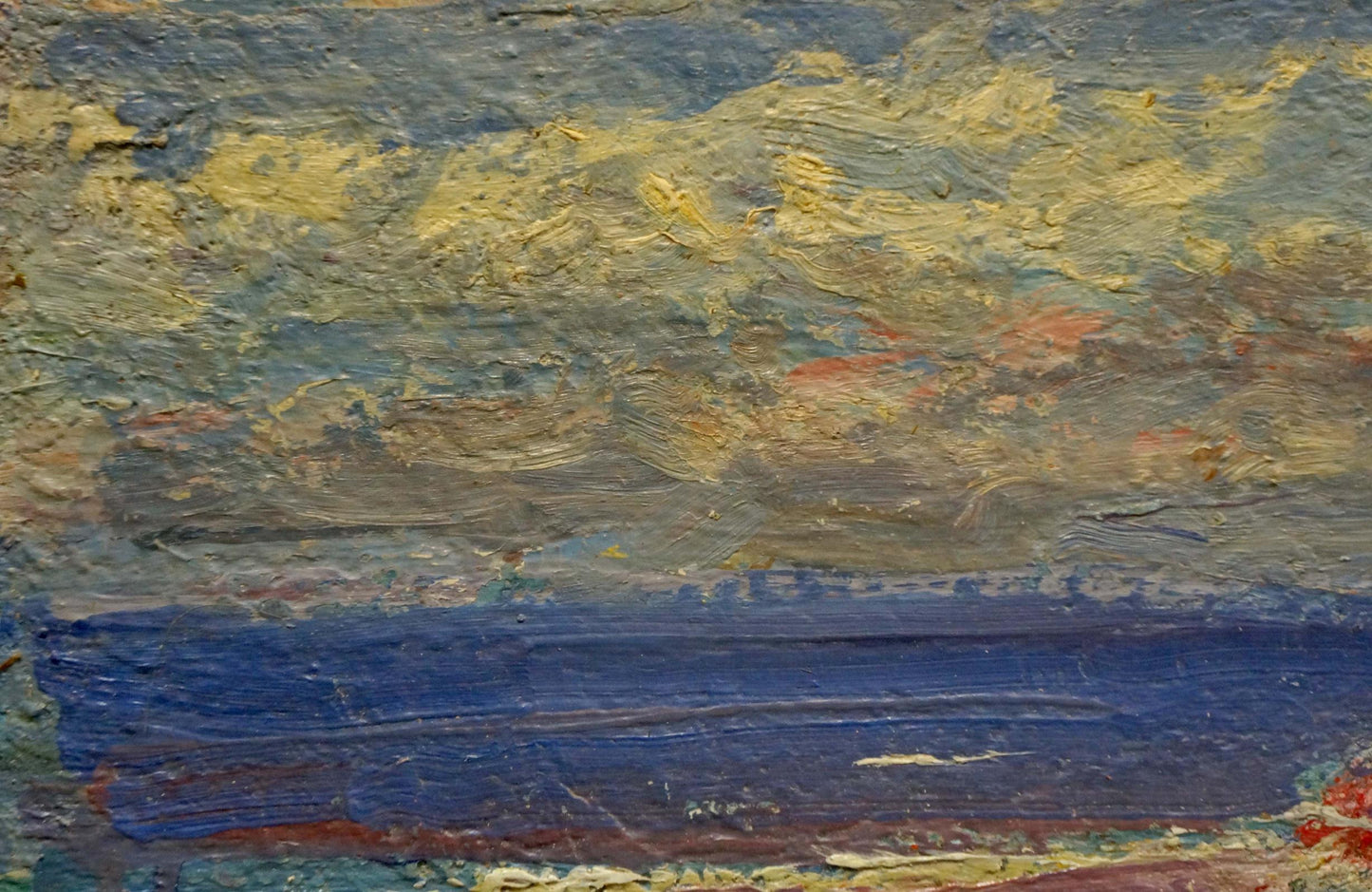Oil painting Sea by Khodchenko Lev Pavlovich, textured sky impasto over blue water
