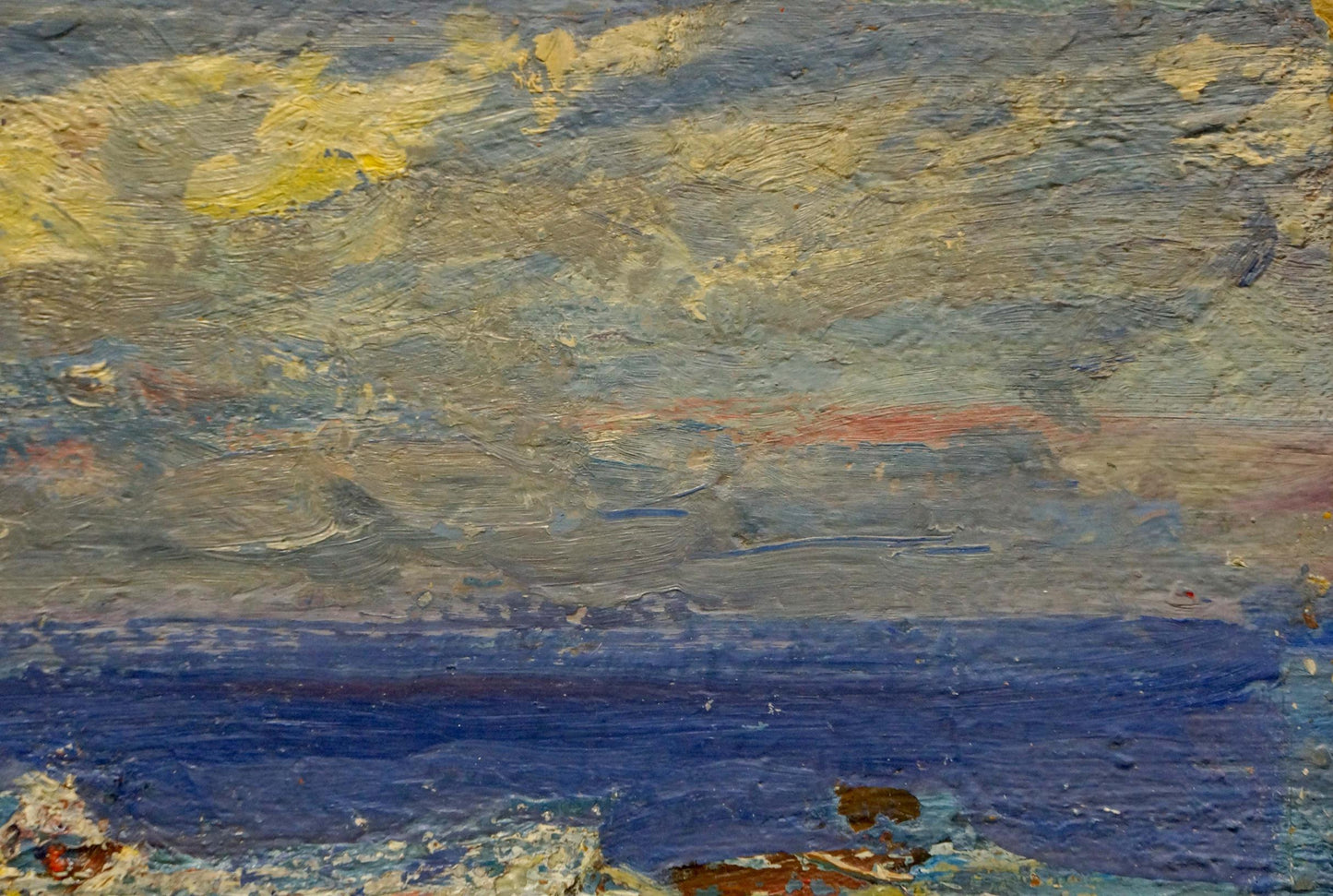 Oil painting Sea by Khodchenko Lev Pavlovich: dramatic sky over deep blue sea
