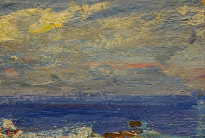 Oil painting Sea by Khodchenko Lev Pavlovich: dramatic sky over deep blue sea
