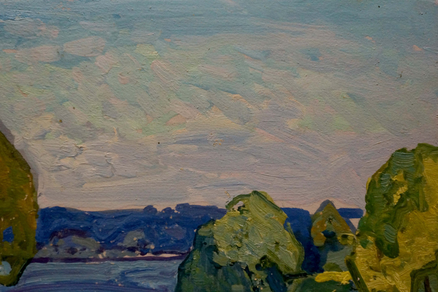 Oil painting by Viktor Gaiduk: serene landscape with winding river