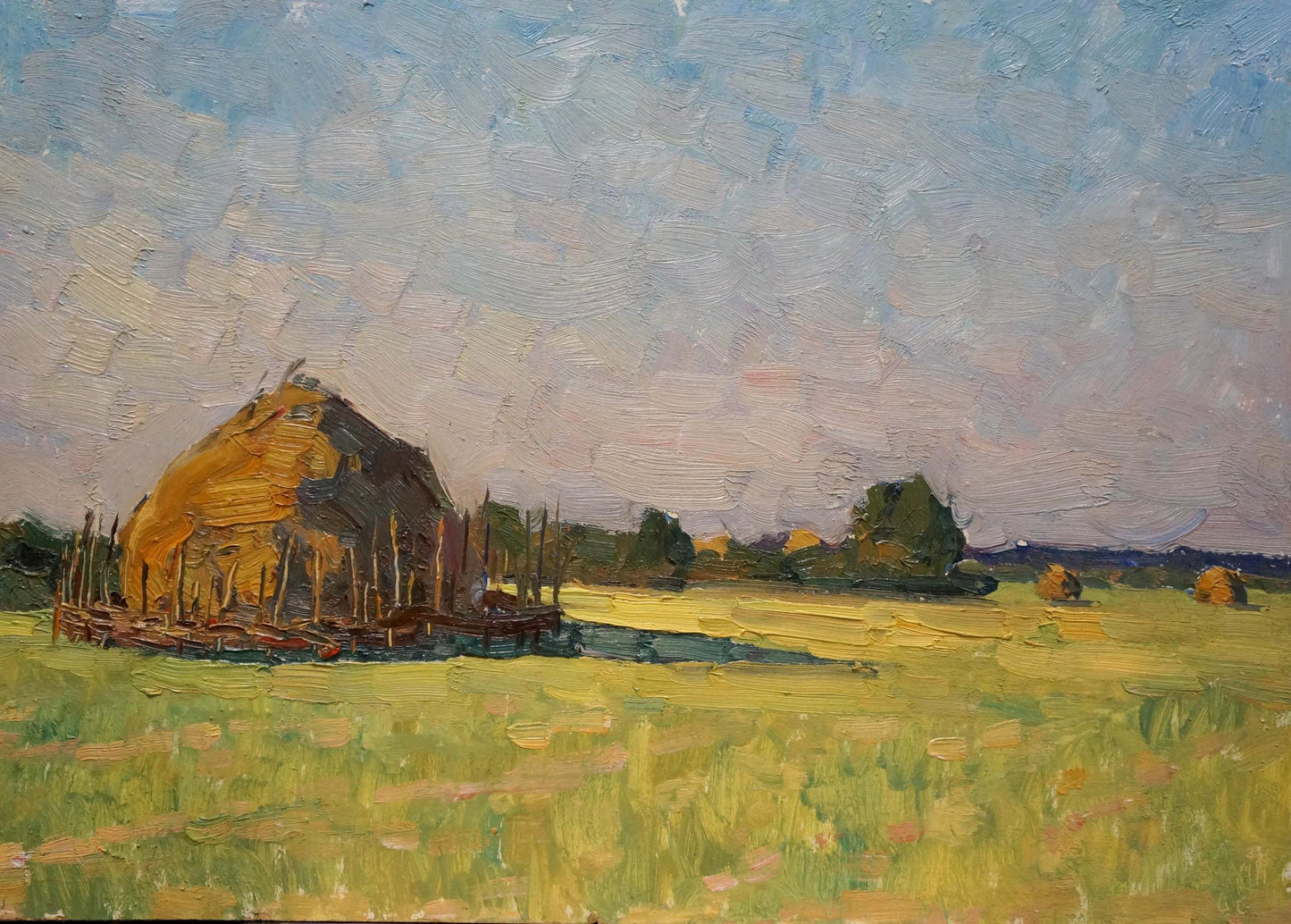 Rustic golden-brown haystack oil painting by Mordovets Andrey Nikitich