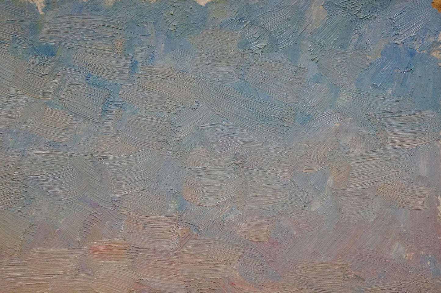 Oil painting Haystacks by Mordovets Andrey Nikitich textured canvas