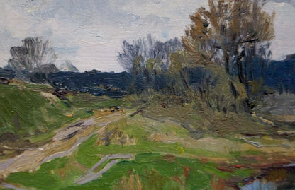 Oil painting Autumn by Kryzhevsky Grigory Zinovievich rural landscape