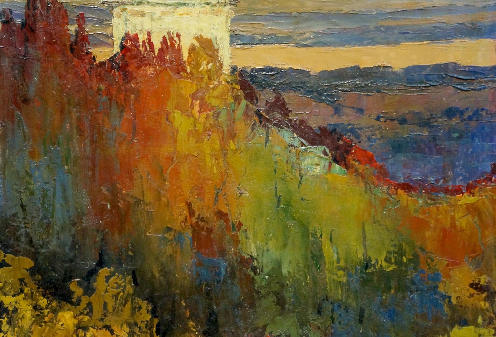 Vibrant impressionist evening landscape oil painting by Kolosovsky Georgy Sergeevich