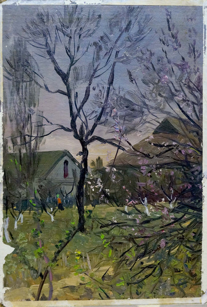 Oil painting Evening in the village by Solodovnikov Aleksey Pavlovich