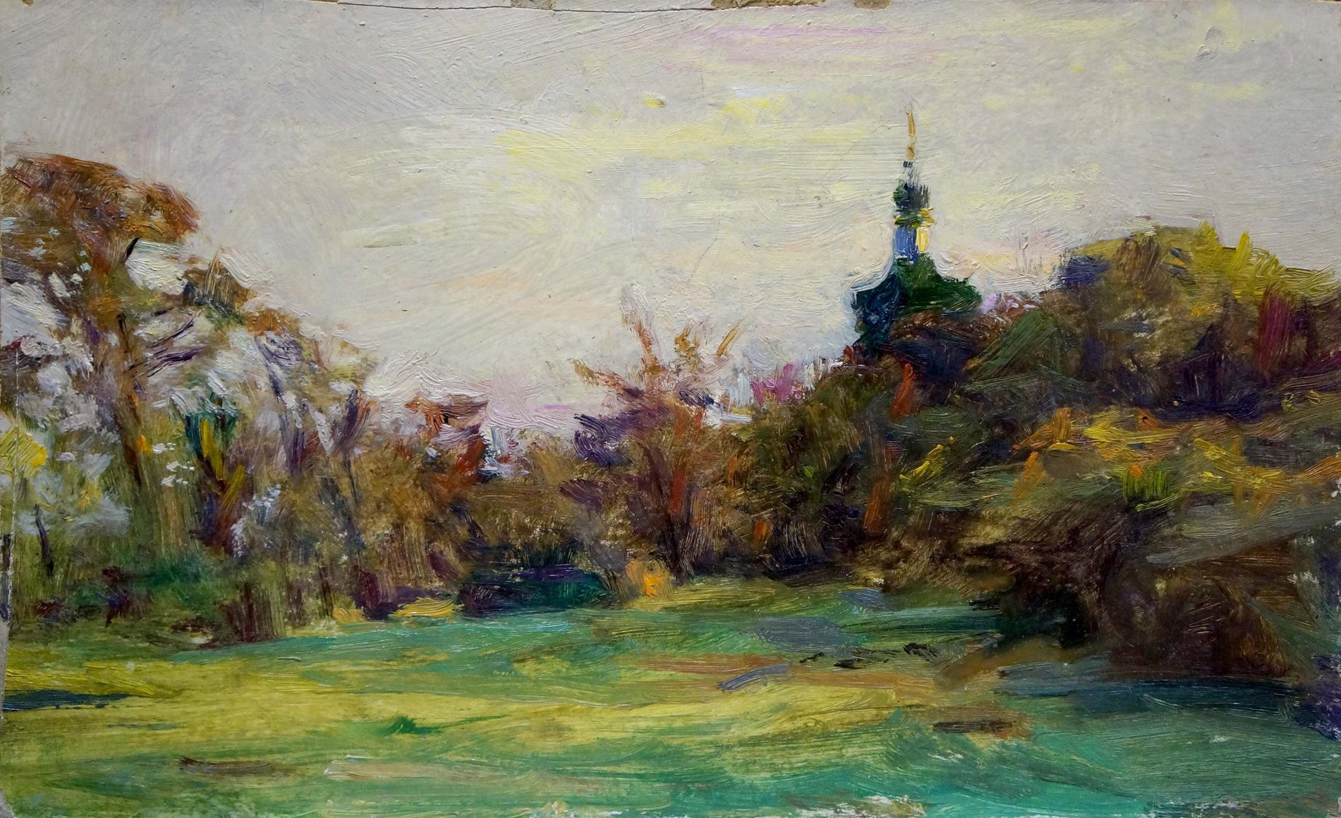 Oil painting by Puzyrkov Viktor Grigorievich: autumn landscape with trees
