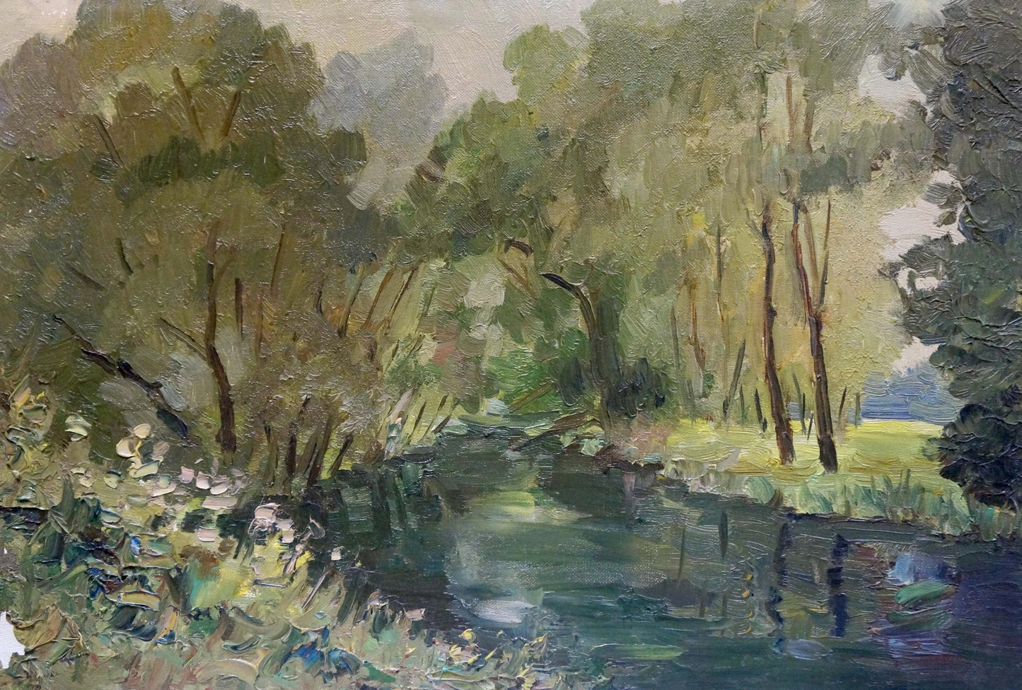 Serene impressionist oil painting Beginning of autumn by Dmitry Lednev