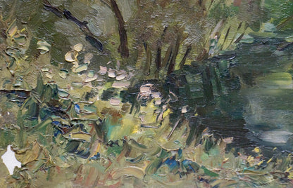 Oil painting Beginning of autumn by Dmitry Lednev: lush impressionistic forest