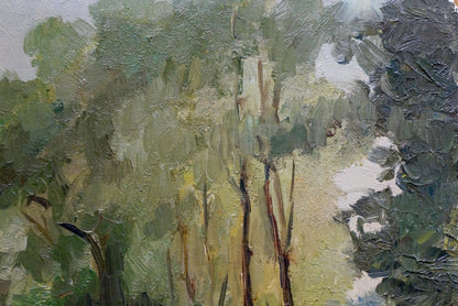 Oil painting Beginning of Autumn forest by Dmitry Lednev