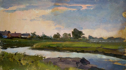 Serene impressionist oil painting River Twilight by Karp Demyanovich Trohimenko