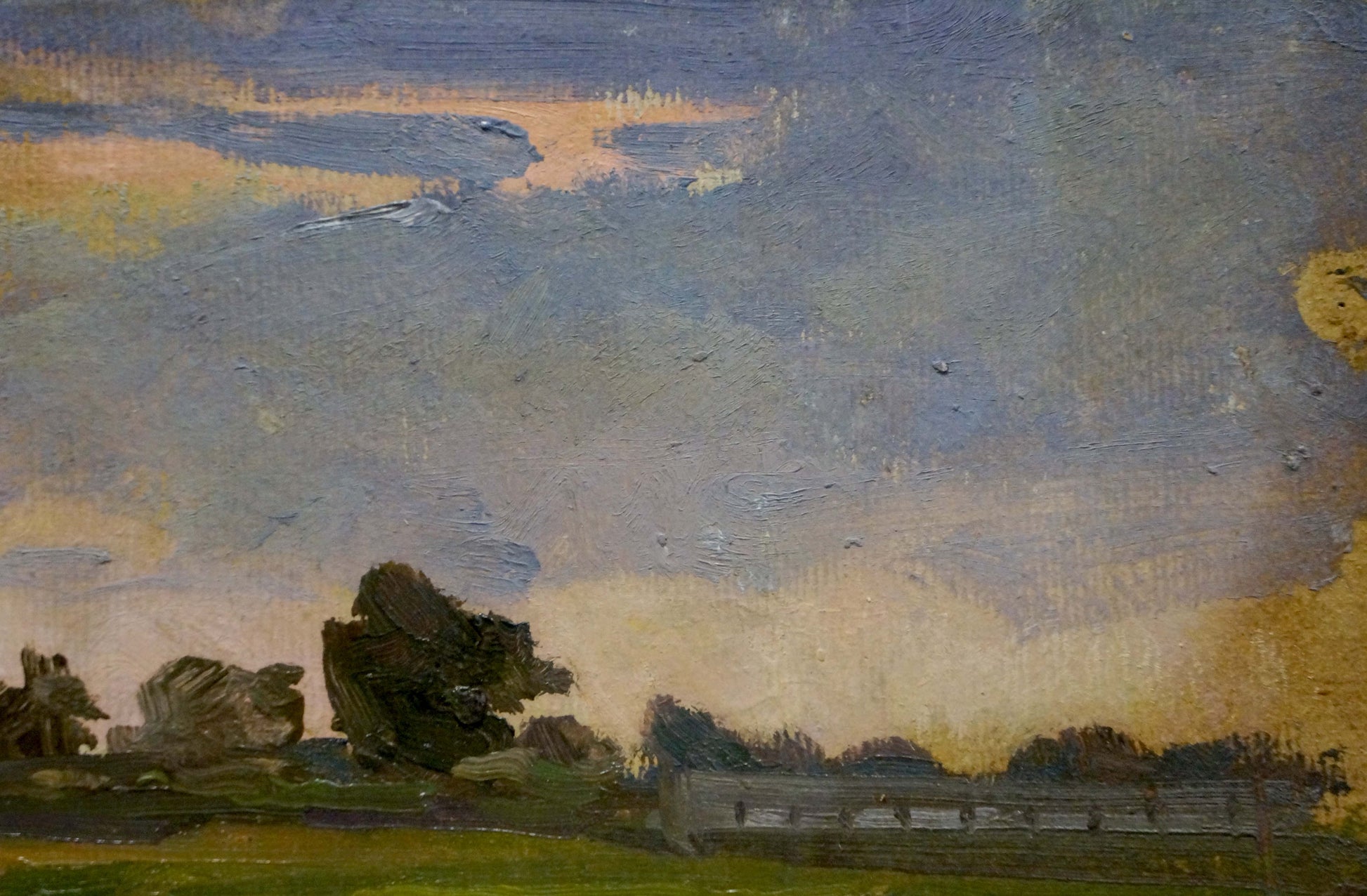 Oil painting River Twilight by Karp Demyanovich Trohimenko serene landscape