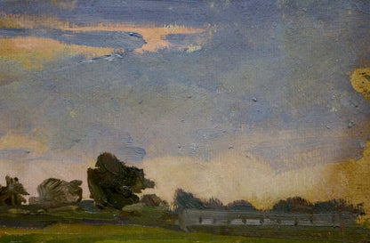 Oil painting River Twilight by Karp Demyanovich Trohimenko serene landscape