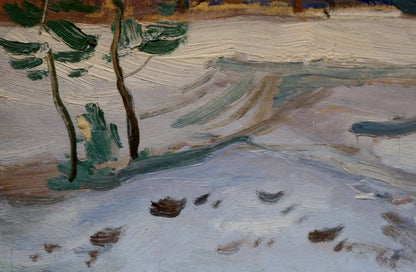 Oil painting The first snow fell by Nikolay Buryachok winter landscape