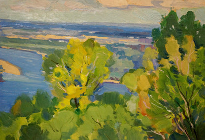 Vibrant impressionist oil painting by Buryachok Nikolay Ivanovich, summer landscape
