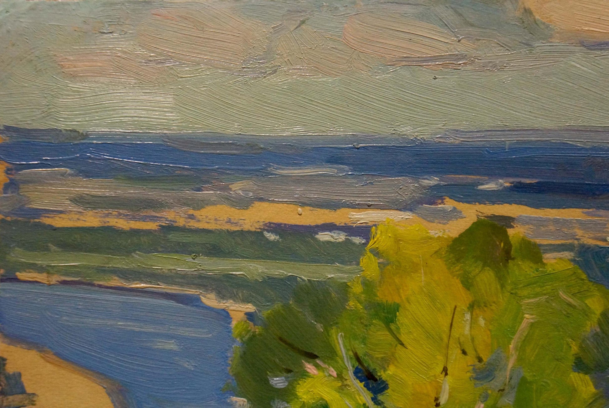 Vibrant impressionist oil painting of summer coastal landscape by Buryachok Nikolay Ivanovich