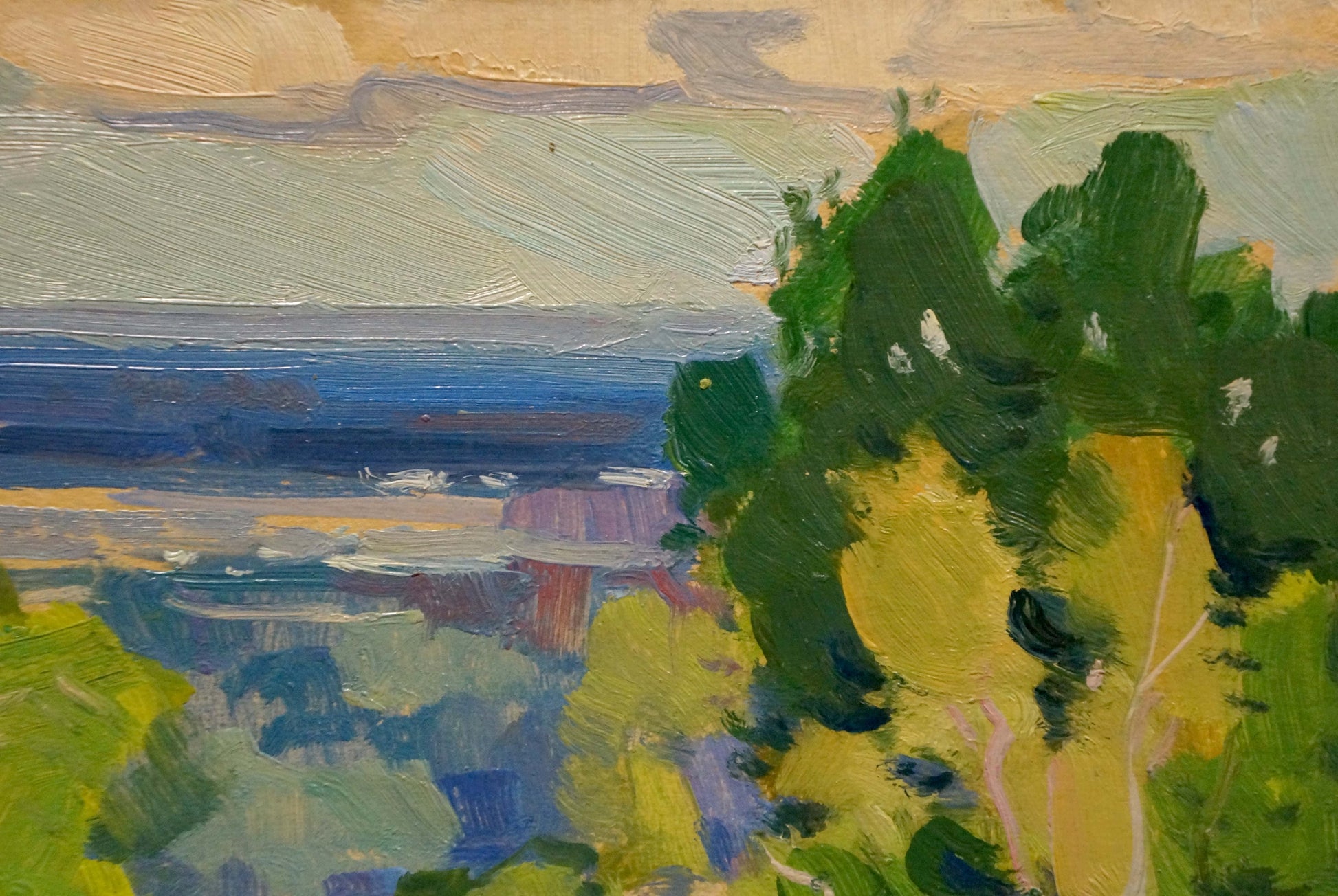 Vibrant impressionist oil painting by Buryachok Nikolay Ivanovich, summer landscape