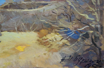 Impressionistic oil painting of winter landscape by Buryachok Nikolay Ivanovich