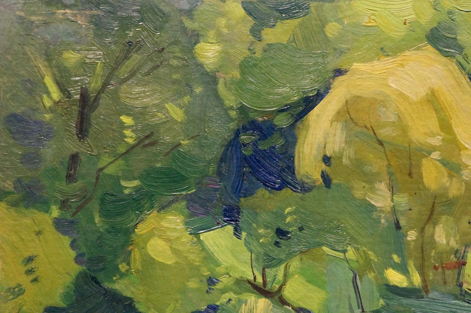 Vibrant impressionist oil painting by Buryachok Nikolay Ivanovich depicting foliage