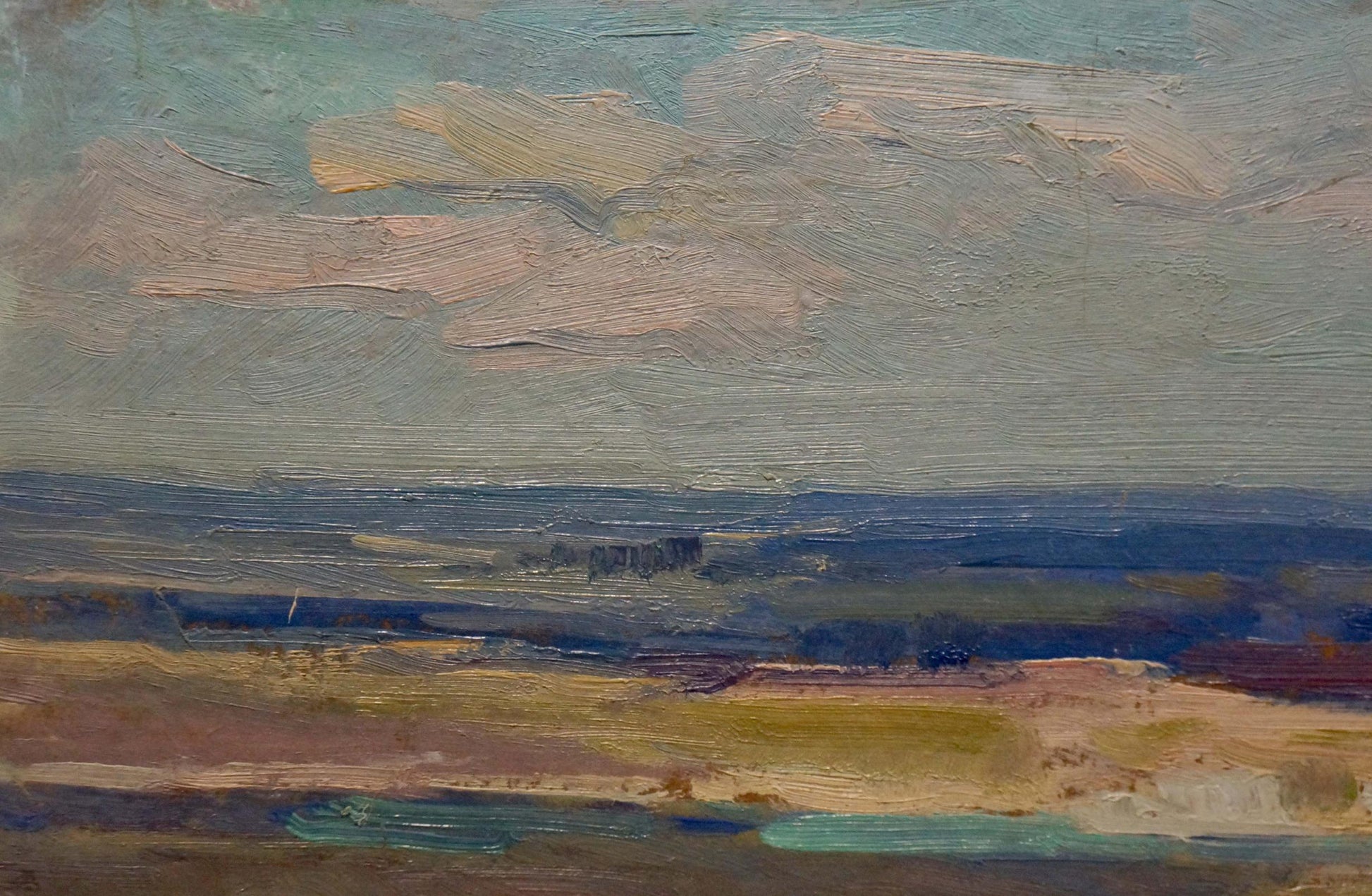 Textured oil painting of River spill in a field by Nikolay Buryachok