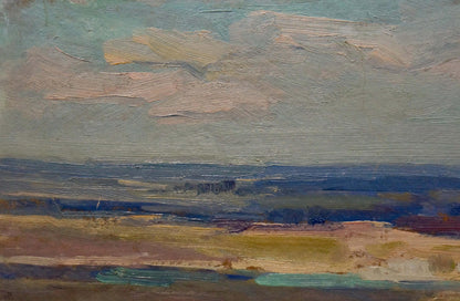 Textured oil painting of River spill in a field by Nikolay Buryachok