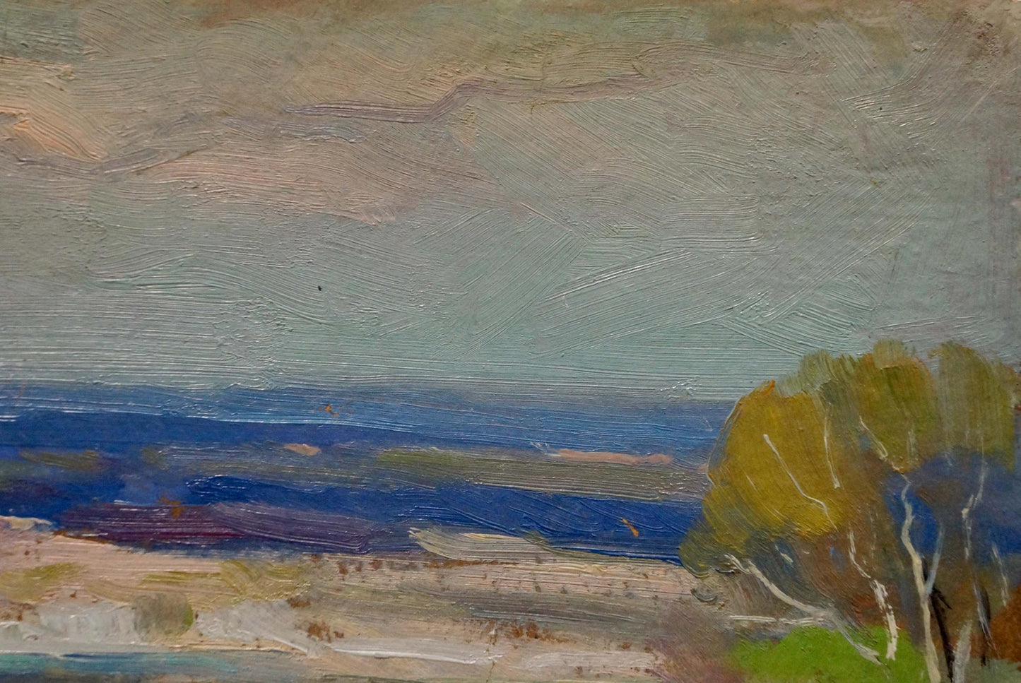 Textured oil painting of River spill in a field by Nikolay Buryachok