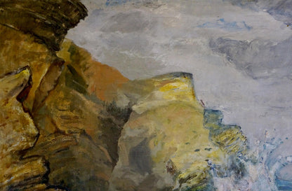Oil painting of textured rocky cliff by Strelnikov Aleksey Vladimirovich