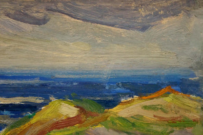 Oil painting of coastal hills and sea by Buryachok Nikolay Ivanovich