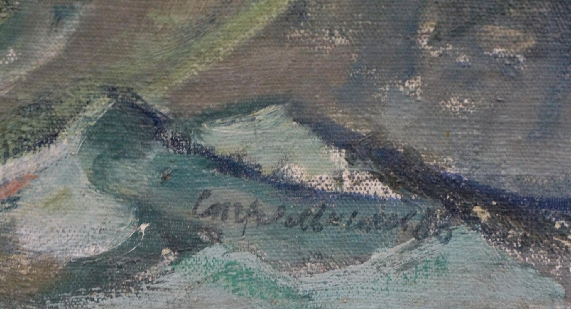 Oil painting Seascape by Strelnikov Aleksey Vladimirovich, textured green blue swirls