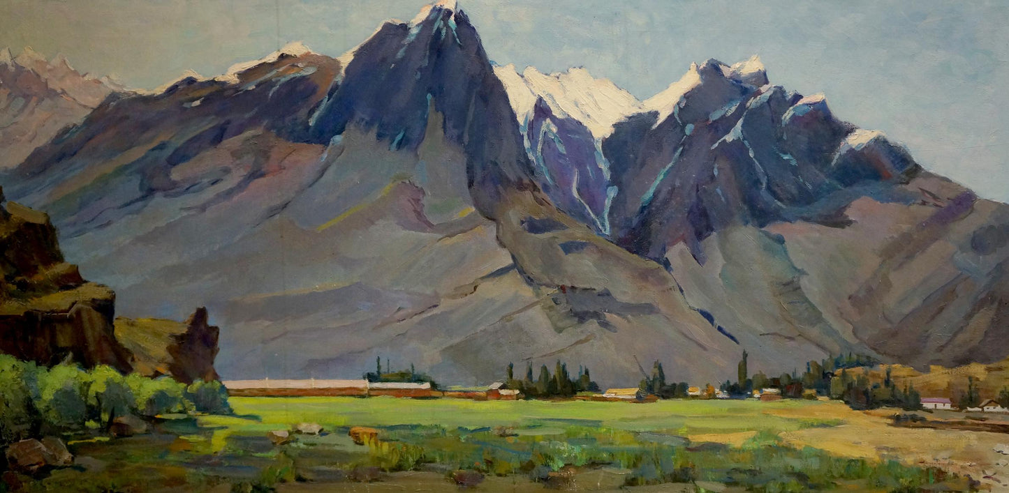 Oil painting of snow-capped Buryak V.V. mountain landscape