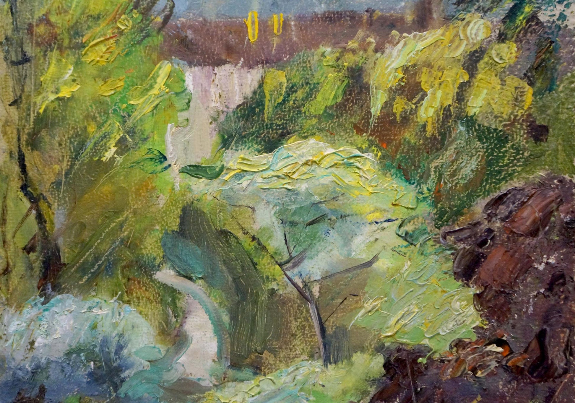 Oil painting of lush forest landscape by Bazylev Nikolay Ivanovich