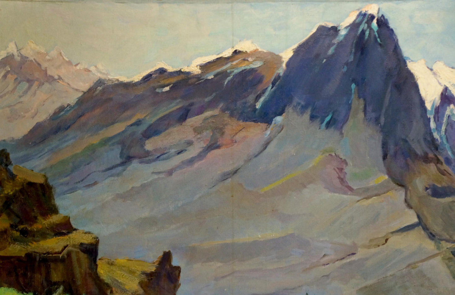 Oil painting of snow-capped mountains by Buryak V.V