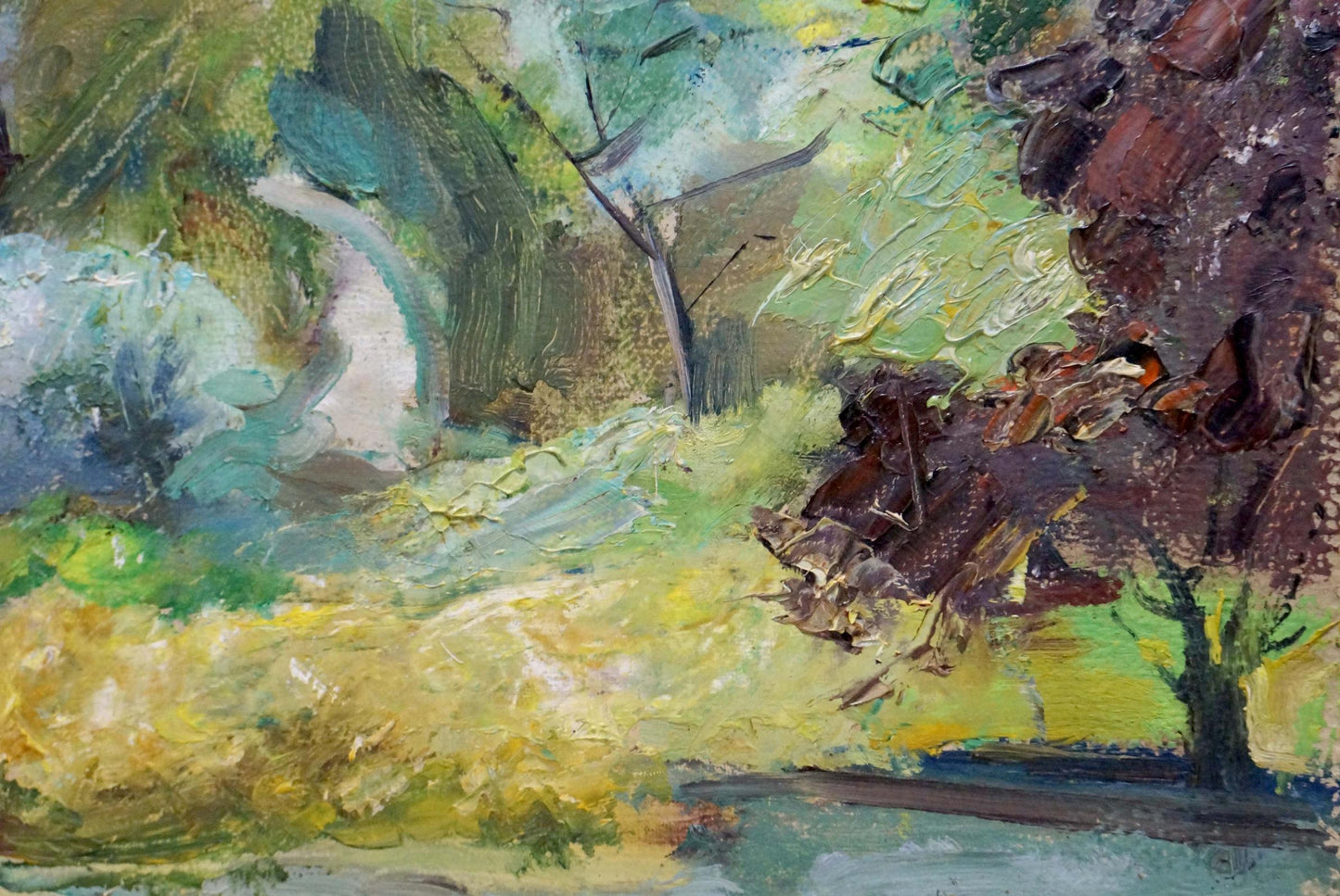 Vibrant impressionist oil painting of forest landscape by Bazylev Nikolay Ivanovich