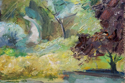Vibrant impressionist oil painting of forest landscape by Bazylev Nikolay Ivanovich