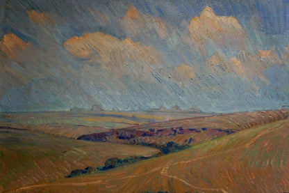 Oil painting Field work by Kravtsov Nikolay Fedorovich landscape