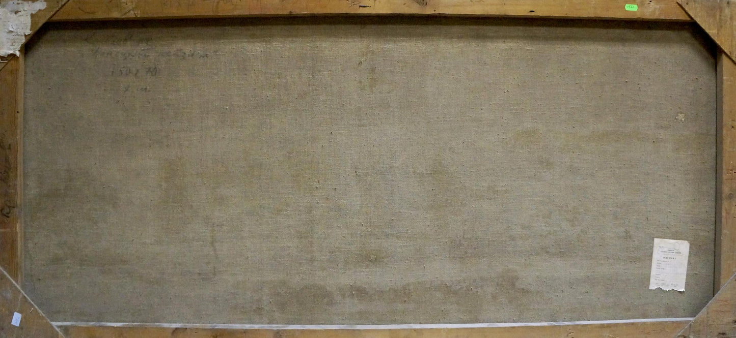 Back of framed oil painting Field work by Kravtsov Nikolay Fedorovich