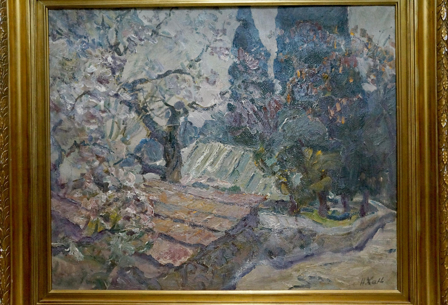 Oil painting Spring landscape by Khan Nikolay Alekseevich in gold frame