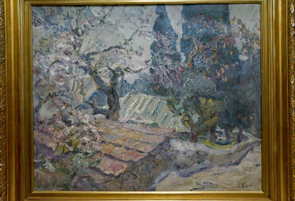 Oil painting Spring landscape by Khan Nikolay Alekseevich in gold frame