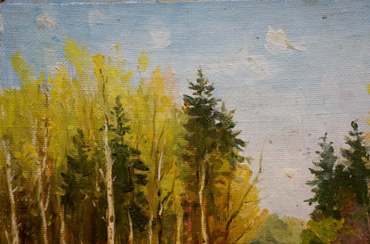 Oil painting of birch forest landscape by Petr Chernyshevsky