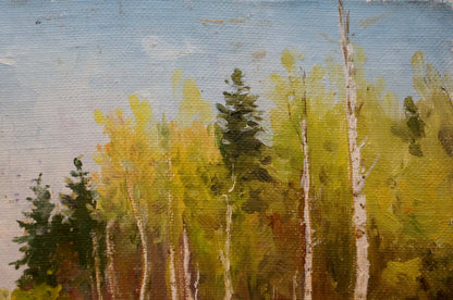 Oil painting of birch forest landscape by Petr Chernyshevsky