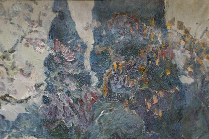 Oil painting Spring landscape by Khan Nikolay Alekseevich, abstract impasto in blues