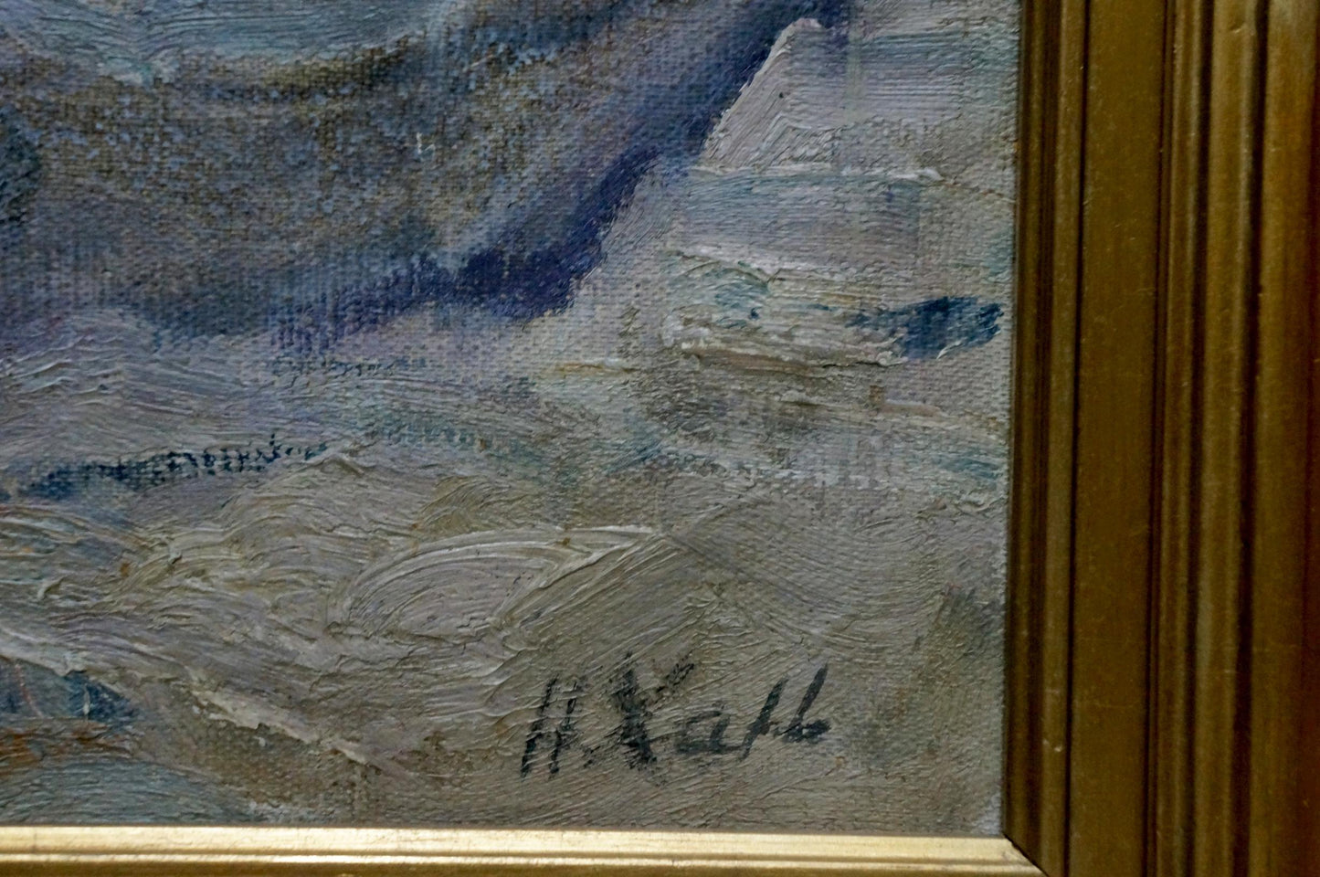 Oil painting Spring landscape by Khan Nikolay Alekseevich in gold frame