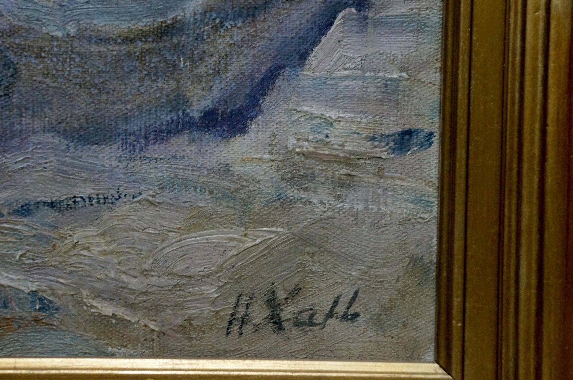 Oil painting Spring landscape by Khan Nikolay Alekseevich in gold frame