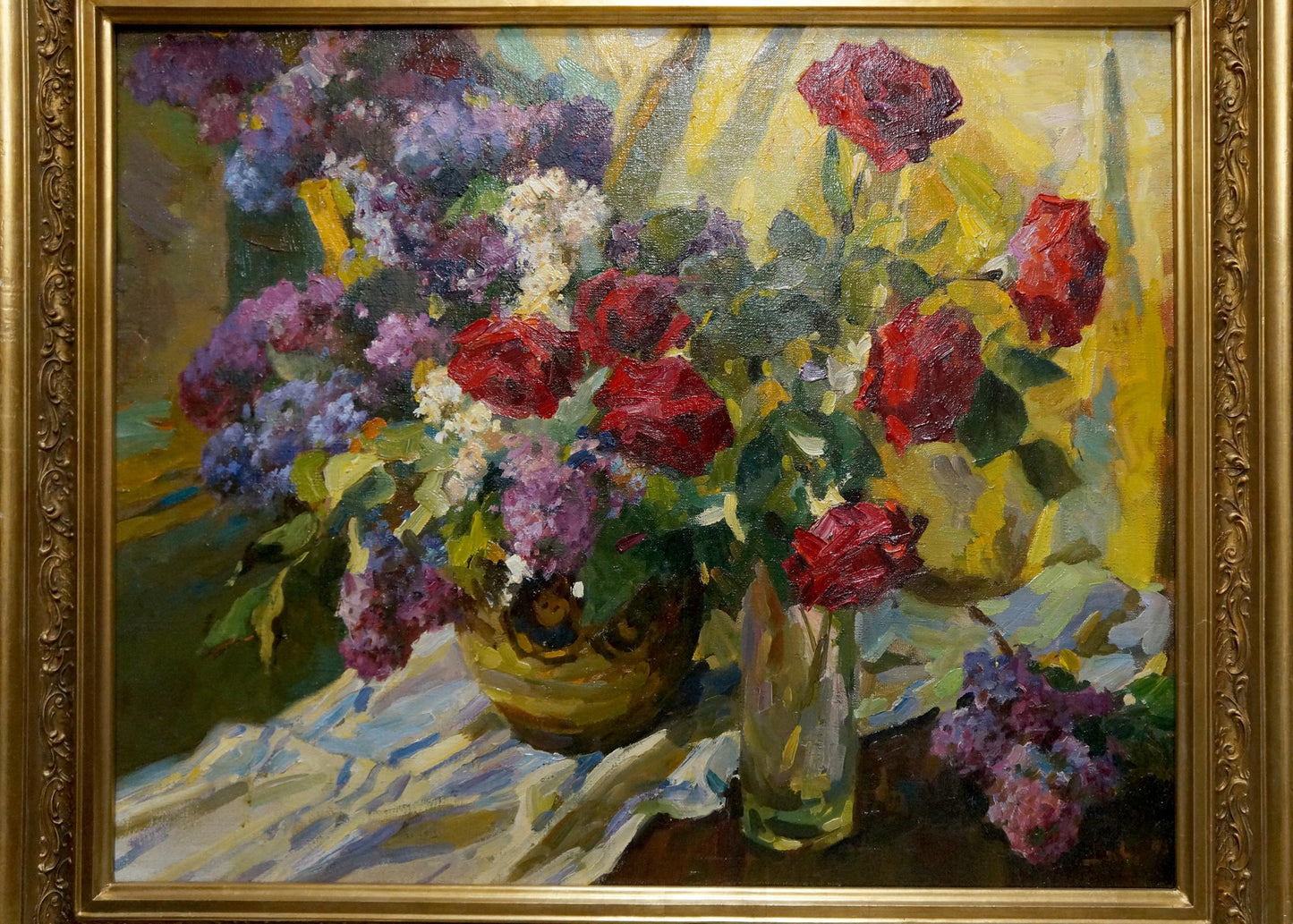 Oil painting Still life by Logvinyuk Alexander Semenovich: lilacs, roses, blossoms