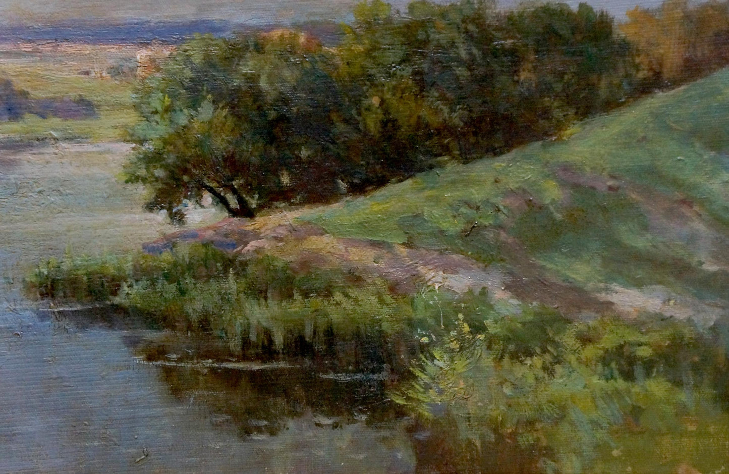 Serene oil painting of river landscape by Nevkritiy Denis Nikiforovich