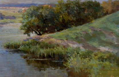 Serene oil painting of river landscape by Nevkritiy Denis Nikiforovich