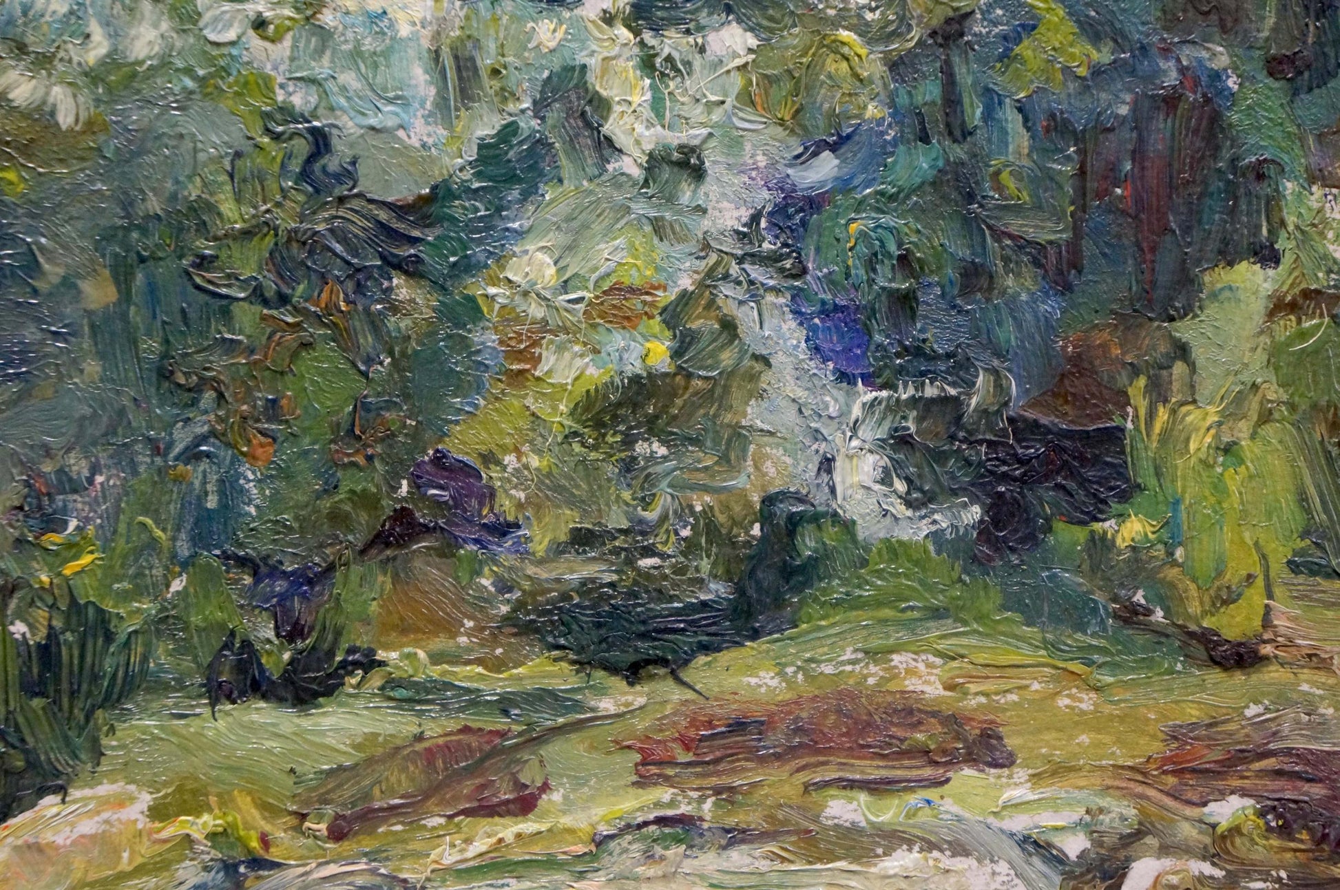 Vibrant impressionist oil painting In the Woods by Igor Popov with lush green foliage
