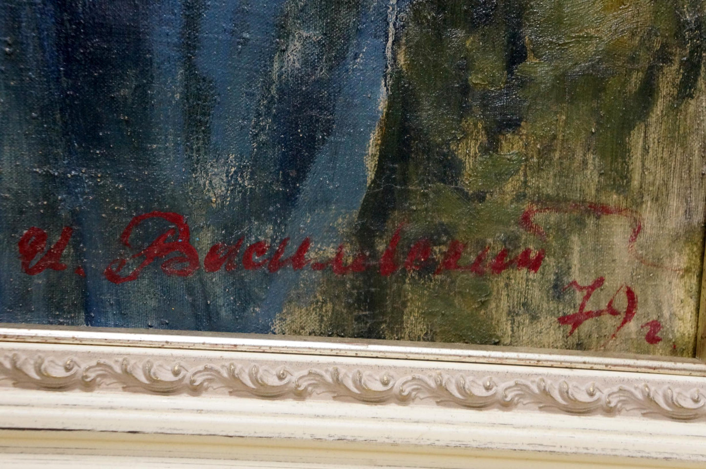 Red cursive signature a on back of Vasilevsky Igor Eduardovich oil painting