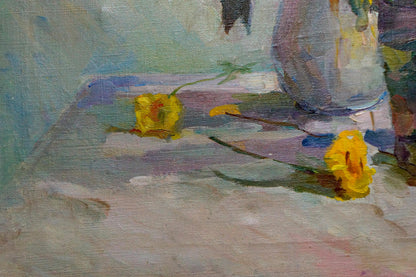 Yellow dandelion oil painting by Dovgalevskaya Vera Veniaminovna on canvas