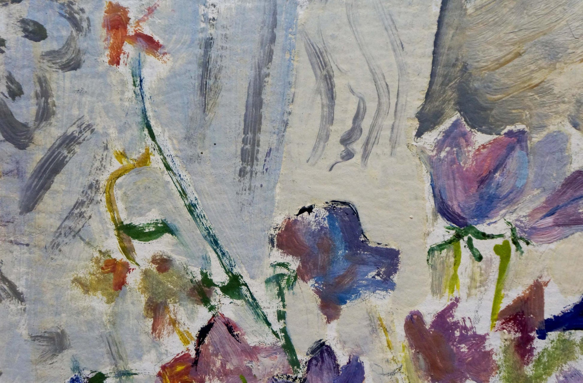 Oil painting of bluebell flowers by unknown artist, vibrant abstract colors